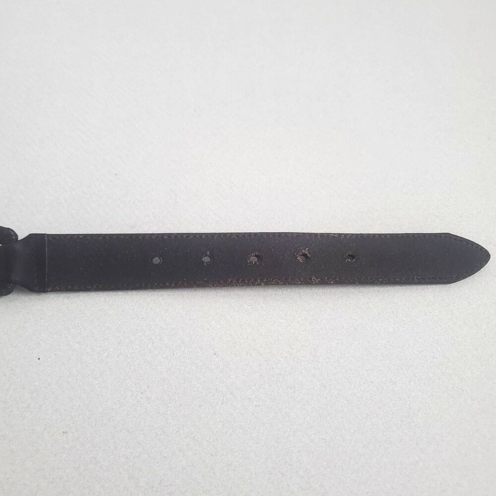 Vintage Fossil Black Leather Belt Medium Interlocking Ring Y2K Waist Belt - Picture 12 of 16